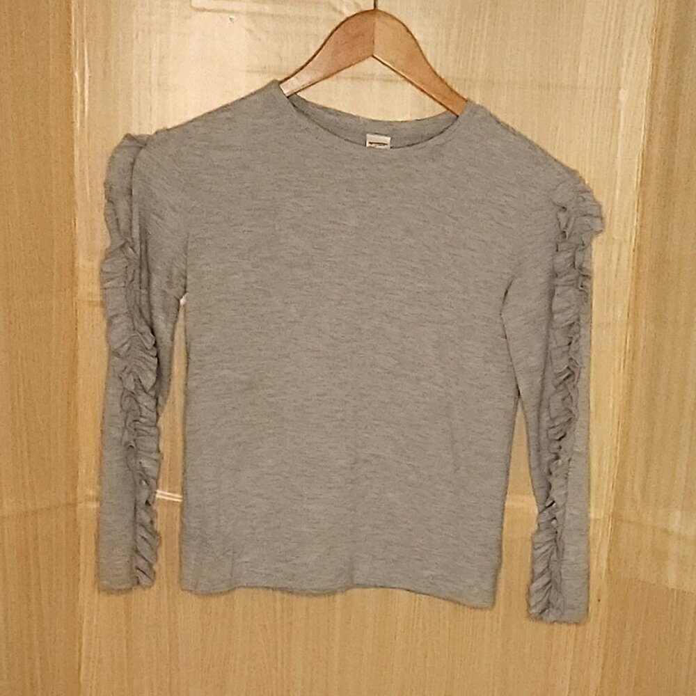 Arizona Girls Grey Soft Stretchy Long Sleeve Ruffle Detail Top 14